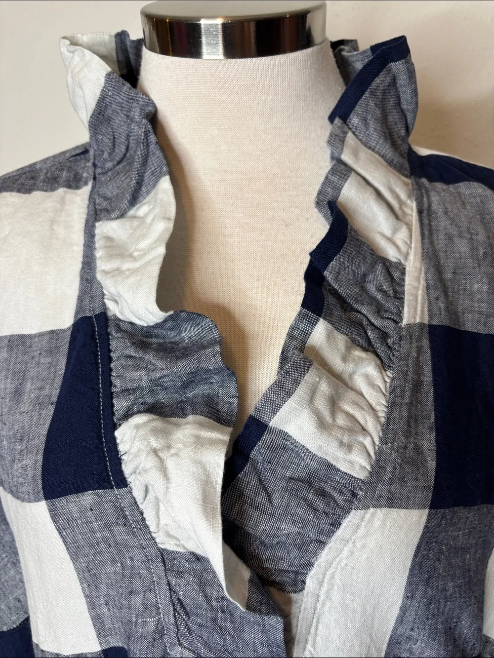 crown & ivy Navy and White Buffalo Check Midi Dress